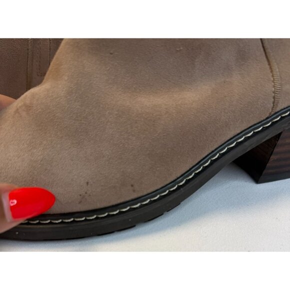 Sam Edelman Pryce Women's Size 8.5M Taupe Suede Zip Block Heel Ankle Bootie - Picture 16 of 16